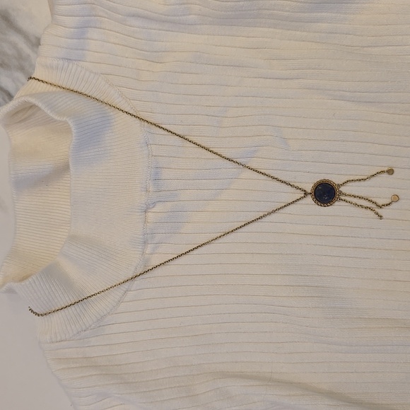 Sezane Necklace, Blue Stone Pendant With Drops - Picture 16 of 17